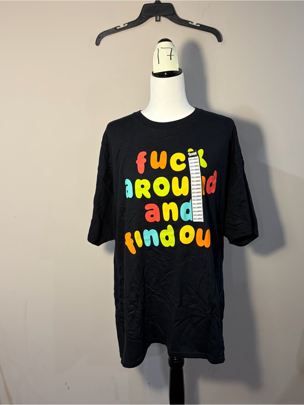 Spencer's Black Short-Sleeve Tee with Multicolor Bubble Letters